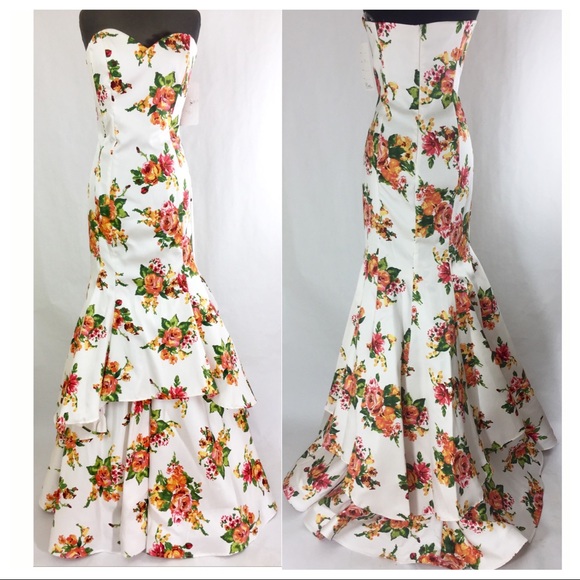 Strapless Sweetheart Mermaid Rose Gown - Picture 2 of 8